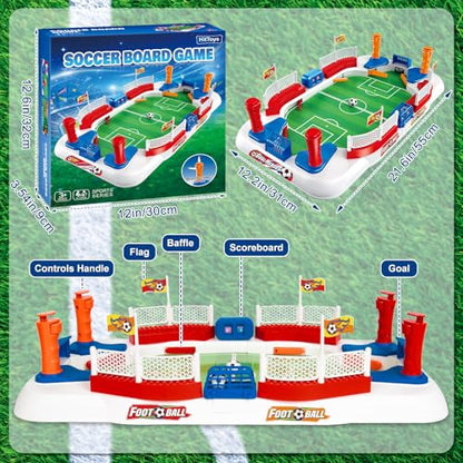 Soccer Board Game for Kids, Mini Football Tabletop Game Toy Interactive Pinball Soccer Toy with Score Counter & Dual Flipper, Indoor Family Tabletop Game, Birthday for Boys Girls Ages 6-12