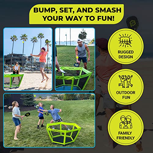 PaddleSmash - Pickleball Yard Game As Seen on Shark Tank - Beach, Backyard, Tailgate & Lawn, Outdoor Activities for Adults and Family - Easy Assembly - style: With Paddles