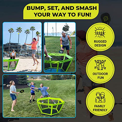 PaddleSmash - Pickleball Yard Game As Seen on Shark Tank - Beach, Backyard, Tailgate & Lawn, Outdoor Activities for Adults and Family - Easy Assembly - style: With Paddles