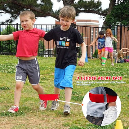 Outdoor Games, Tug of War Rope for Kids and Adult, 28PCS Potato Sack Race Bags, Egg and Spoon Race, Outdoor Games Set Perfect for Carnival Team Building Activities, Field Day Family Reunion Birthd