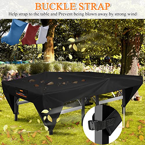 Ping Pong Table Cover, Outdoor/Indoor Premium Durability Oxford Fabric Ping Pong Table Cover, All Weather Resistant Table Tennis Cover - style: Flat - Outdoor