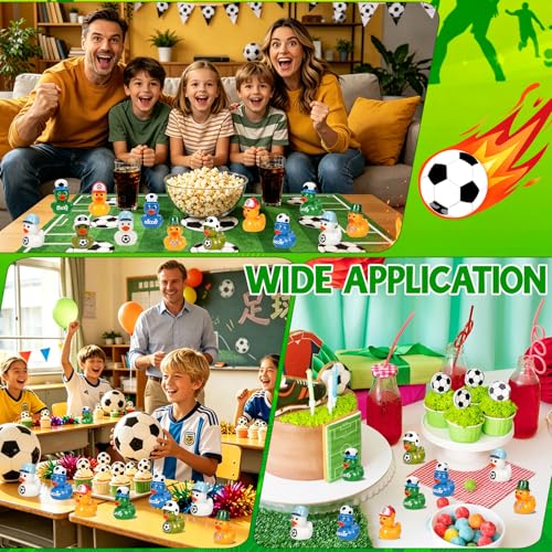 120 Soccer Mini Resin Ducks 6 Styles Bulk Miniature Football Duck Figurines for Soccer Party Favors Team Gifts Goodie Bags Stuffers Tabletop Dollhouse Cake Fairy Garden Micro Landscape Decor - style: 120Pcs-Soccer Ducks
