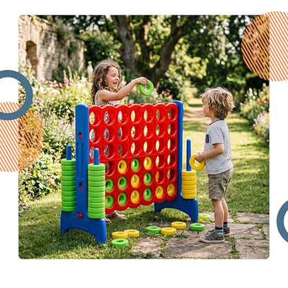 Relaxdays Vier Gewinnt XXL Outdoor Kids & Adults H 110 x 120 x 55 cm Four in One Row with Bag Red/Blue - color: With Bag, style: Red/Blue
