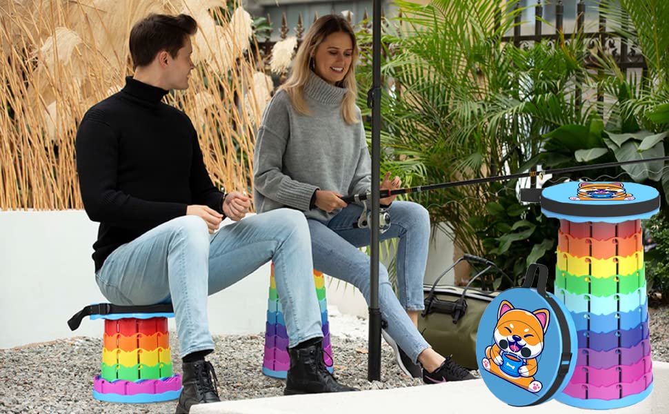 Alevmoom Folding Stool, Adjustable, Portable, Lightweight, Safety and Stability, Multi-Application - color: Puppy
