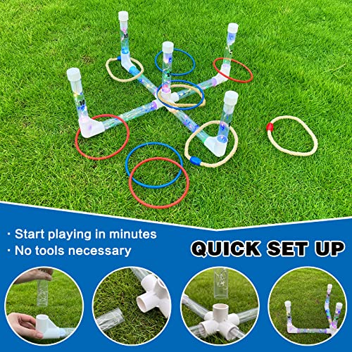 MOLACHI Ring Toss Outdoor Games for Adults and Kids, Glow in the Dark Games as Yard Games for Kids, Glow in the Dark Ring Toss Games with LED Lights, Outdoor Glow Ring Toss for Kid & Adult