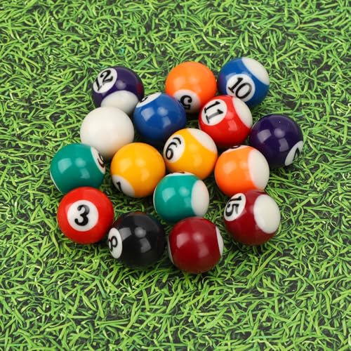 16PCS 2.5CM Resin Mini Billiard Balls Set - Small Pool Balls Accessory for Mini Pool Tables, Includes Numbered Set with White Ball