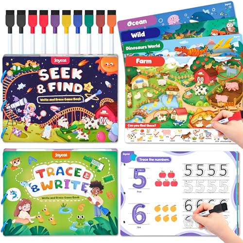 JoyCat Preschool Learning Activities Set (2-Pack) – Seek & Find Game Books and Letters Numbers Handwriting Practice Tracing Workbooks for Toddlers & Kids, Birthday Gifts for Girls and Boys Ages 3-5 - style: 6. Seek & Find+Trace & Write