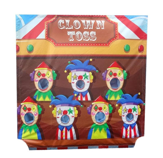 TentandTable Replacement Air Frame Game Panel | Ball and Bean Bag Toss Panel with Net | Use with Air Frame Game | for Backyards, Carnivals, Schools, Birthday Parties - color: Clown Toss