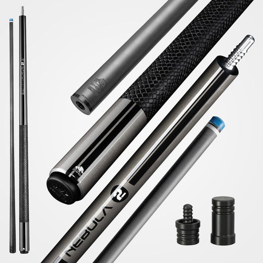 RHINO Nebula 2 Pool Cue - Premium Carbon Fiber Shaft & Composite Butt. Time Crystal Tip, Pro Taper Design. 3/8-8 Joint, Sport Wrap. Low Deflection Pool Cue - color: Charcoal Gray, size: 11.8 mm