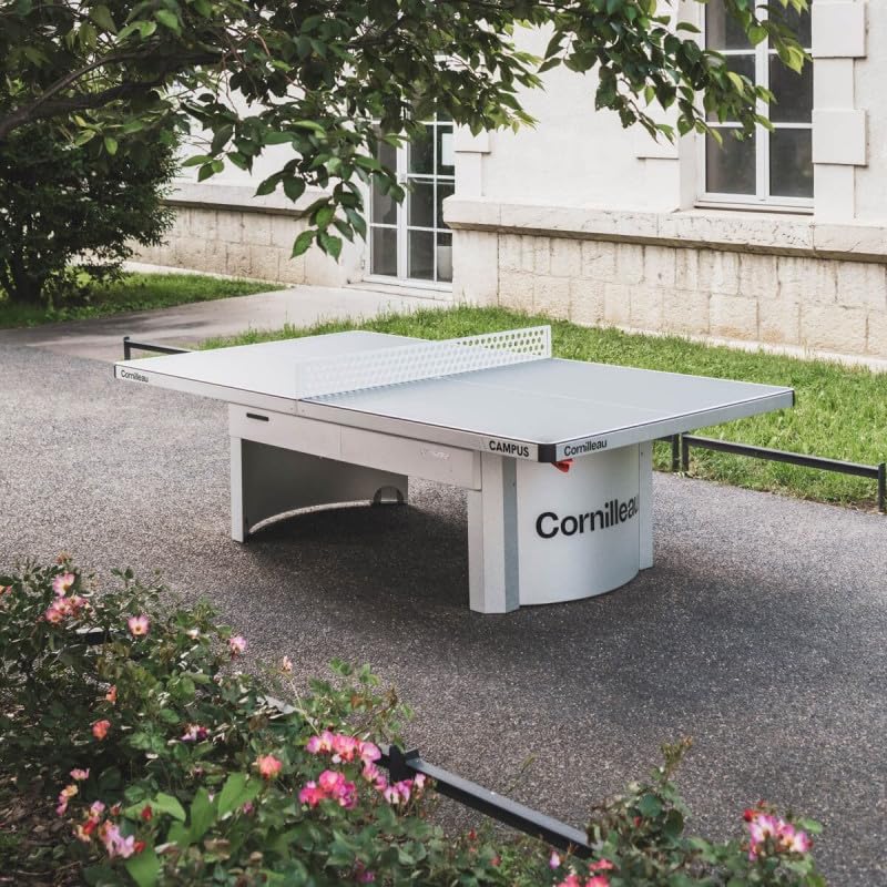 Cornilleau - Outdoor 510 Fixed Campus Ping-Pong Table for Communities and Schools (Camping, Parks, etc) - Competition Bounce (Blue or Grey 7mm) - FFTT Leisure and School Approval (Grey)
