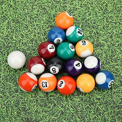 HURRISE Billiard Balls Set - 16-Pack Mini Pool Table Balls, Eco-Friendly Polyester Resin, Durable & Scratch-Resistant, 1 Set for Home/Game Room