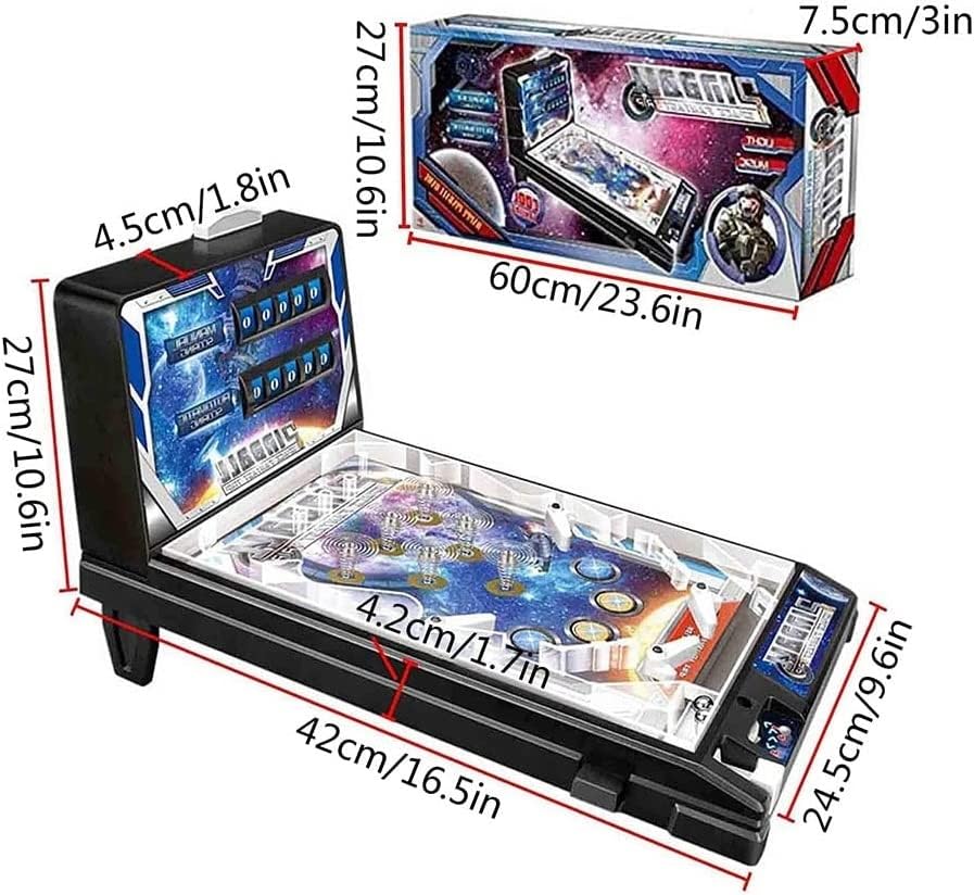 PHATM Tabletop Marble Game Machine - Pinball Games Mini Preschooler Toys Electronic Pinball Machine with Lights Sounds