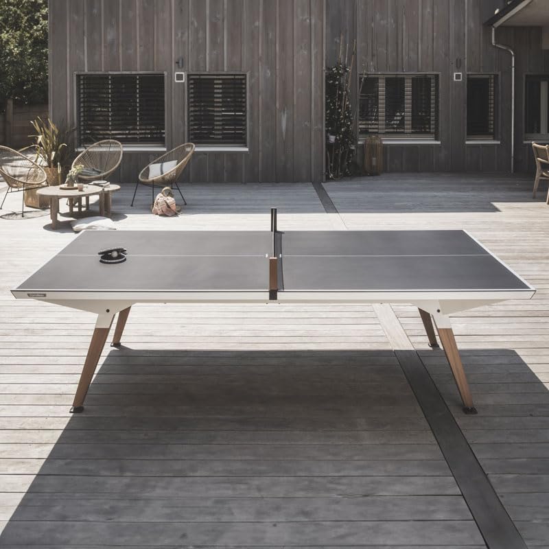 CORNILLEAU - Origin Outdoor Table - Design Ping-Pong Table - Made in France - Convertible - White - style: Fabric net - Tabletop Ping pong