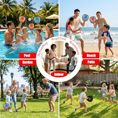 Toss and Catch Game Set, Easy to Catch Sticky Balls & Starter Baseball Glove, Outdoor Suction Catch Ball Set for Family Backyard Beach Yard Play, Hand-Eye Coordination Sports Toys for Kids Ages 3+