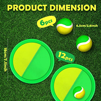Charniol Kids Toys Toss and Catch Game Set Beach Game Outdoor Ball Sports Games Toss and Catch Ball Nylon Toys for Kids Adults(Yellow Green,12 Paddles 6 Balls) - color: Yellow Green