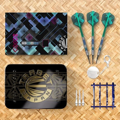 Target Japan Kaze Series Ceros Soft Darts with K-Flex, 18g/19g (01/02/03) | 90% Tungsten Dart Set, K-Flex Flights and Shafts, 2BA Pixel Points, Steelpoint Conversion Points, Storage Case - style: Barrel 02 (18G)