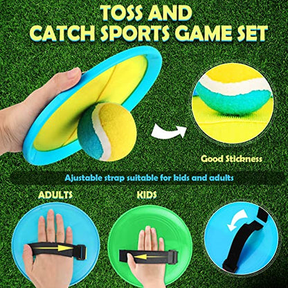 Charniol Kids Toys Toss and Catch Game Set Beach Game Outdoor Ball Sports Games Toss and Catch Ball Nylon Toys for Kids Adults (Blue Yellow,Blue Green,12 Paddles 6 Balls) - color: Blue Yellow,blue Green