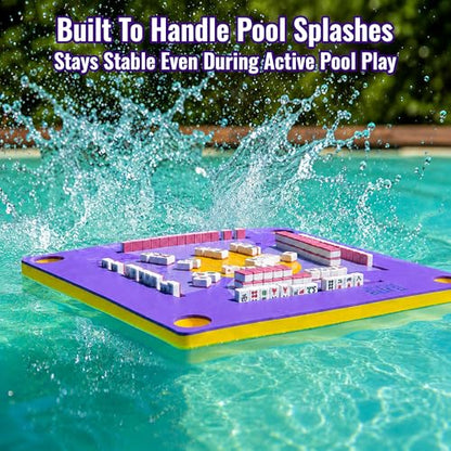 Floating Mahjong Table for Pool - Swimming Pool and Hot Tub Float Board for Card Games, Scrabble, Dominoes, Poker - Adults Pools Game Tray for Water and Lake - Domino Floater (Purple) - color: Purple