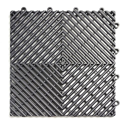 Big Floors RaceDeck Garage Floor Tiles, Interlocking Garage Flooring, Free-Flow Open Rib Heavy-Duty Copolymer Modular Tile (Graphite, 24 Pack of 12 x 12" Tiles, 24 Sq Ft) - color: Graphite, size: 24 Pack