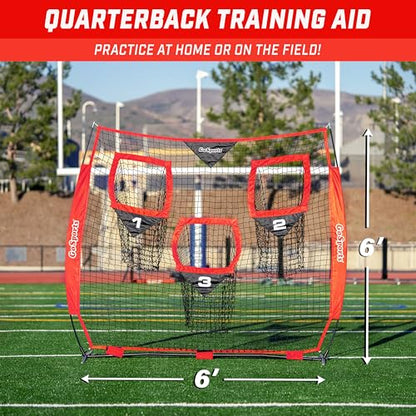 GoSports Football Throwing Net - 8 x 8 ft or 6 x 6 ft Nets - Choose Black or Red - color: 6 x 6 ft Red