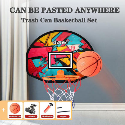 3-in-1 Mini Office Basketball Hoop for Desk, Door & Trash Can,Adjustable Mini Indoor Basketball Hoop with Ball & Pump,Fun Desktop Game and Office Toys,Great Birthday Gift Idea - color: Red 3 in 1
