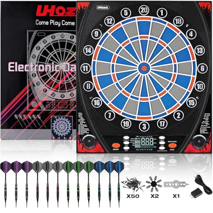 Electronic Dartboard, Dual Speakers with Automatic Voice Announcing Score, High Definition LCD Display, Includes 12 Soft Tip Darts, Suitable for Family Gatherings Bar Entertainment - style: asic style