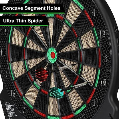 PATIKIL Electronic Dart Board, Digital Soft Tip Dartboard Set with LCD Displays, 27 Games and 243 Variants with 6Pcs Darts, 24 Tips, Support 16 Players