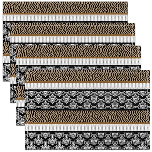 Feelyou Polka Dot Zebra Placemats Set of 4 12x18 Inch Brown Black Zebra Table Mats for Party Kitchen Dining Decoration Holiday Seasonal Wild Animal Skin Texture Place Mat for Dinner Table 18"x12" - color: Polka Dot Zebra65