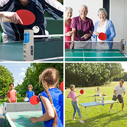 GSE Games & Sports Expert Adjustable Retractable Ping Pong Net Set & Post. Professional Table Tennis Rackets and Balls, Net with Posts and Storage Bag - Pingpong Paddle and Game Table Accessories. | Adjustable - color: Table Tennis Set-Black