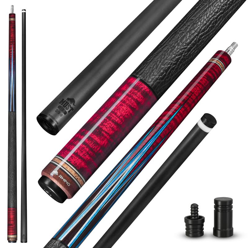 RHINO Must Carbon Fiber Pool Cue, Super Low Deflection Shaft 30”, 3/8-8 Joint, Nishiki Japan Tip 11.8mm/12.5mm, Professional Billiards Cue - size: 12.5 mm