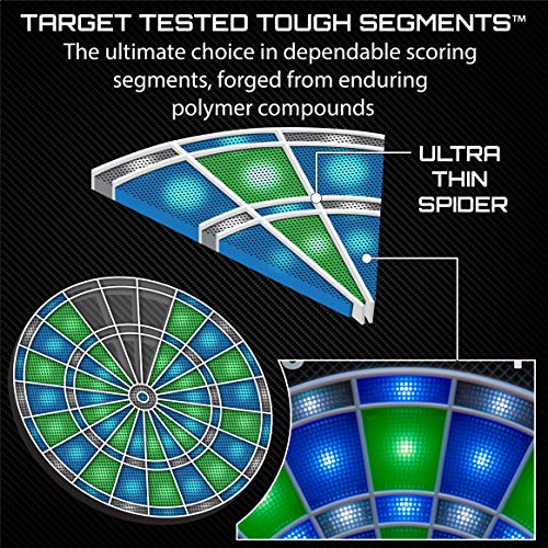 Viper Ion Illuminated Electronic Dartboard, 15.5 in Regulation Target, LED Segments, 48 Games, 8 Players, 6 Darts Included
