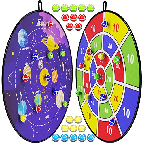 BooTaa 29" Large Dart Board for Kids, Kids Dart Board with Sticky Balls, Boys Toys, Indoor/Sport Outdoor Fun Party Play Game Toys, Birthday Gifts for 3 4 5 6 7 8 9 10 11 12 Year Old Boys Girls - style: 100 Scores +Outer Space