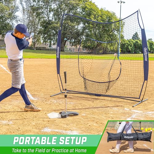 GoSports 7 x 7 ft Baseball & Softball Nets - Available in Team Colors - Batting & Pitching Net with Strike Zone - color: Navy