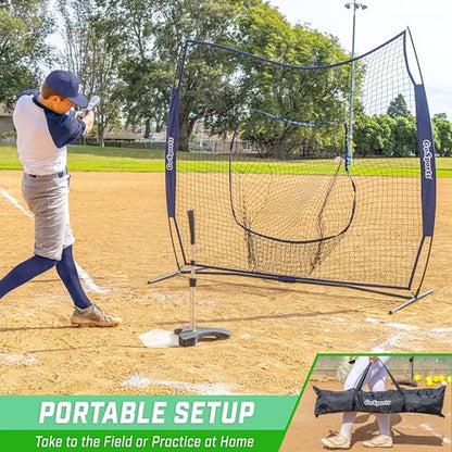 GoSports 7 x 7 ft Baseball & Softball Nets - Available in Team Colors - Batting & Pitching Net with Strike Zone - color: Navy