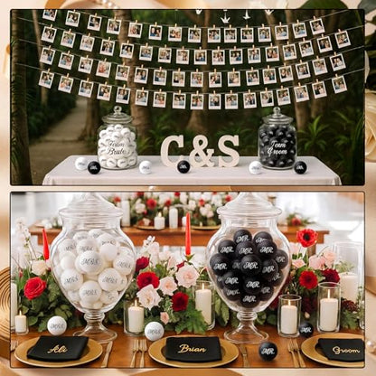 Soulchen 24 Pcs Table Tennis Balls Plastic Novelty Table Tennis Stress Props 40 mm for Party Playing Beach Decor Beer Game Party Favors - style: Mr and Mrs