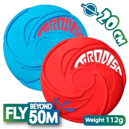 AMAZING TOYZ Tirodisc Frisbee 2-Pack- 20cm Easy Catch Foldable Pocket Flying Disc, Soft Silicone for Kids/Adults Beginner, Waterproof Beach Pool Outdoor Gift Age3+ - color: Red and Blue