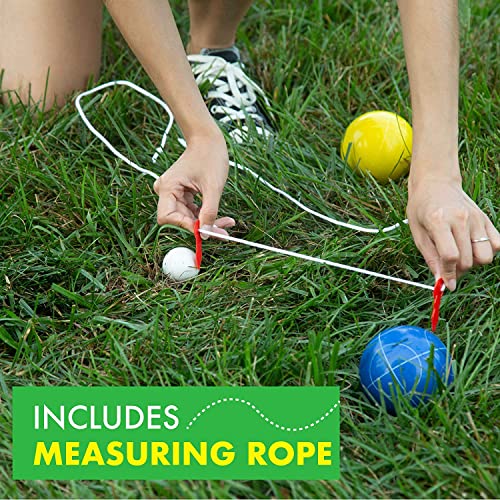 Barcaloo Bocce Ball Set with 8 Premium Resin Balls, Pallino, Carry Bag & Measuring Rope