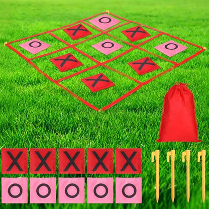 Soulchen Giant Tic Tac Toe Game with Bean Bag Toss and Storage Bag Outdoor Games for Adults Couple Family Large Outside Lawn Yard Carnival Party Supplies