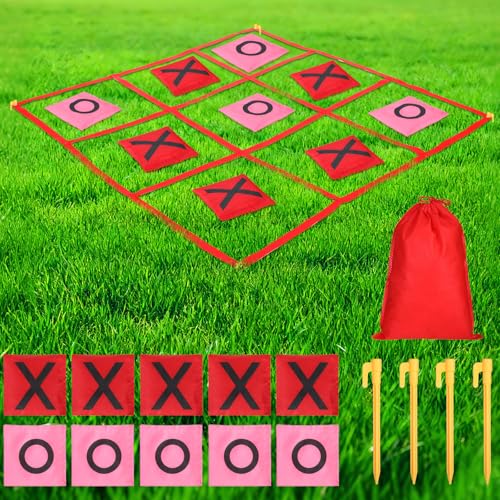 Soulchen Giant Tic Tac Toe Game with Bean Bag Toss and Storage Bag Outdoor Games for Adults Couple Family Large Outside Lawn Yard Carnival Party Supplies