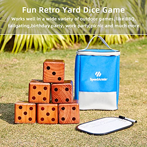 SpeedArmis Giant Wooden Yard Dice Set - Large Lawn yatzee Game with Scoreboard - Outdoor Beach Backyard Games for Teens Adults Family (Including Carry Bag)