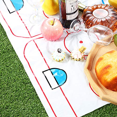Boao Hockey Tablecloth Ice Hockey Field Table Cover Plastic Tablecloth Dining Room Kitchen Rectangular Table Cover for Patio Picnic Camping Spring Summer Sport Events 54 x 96 Inch, 100g, White(3 Pcs)