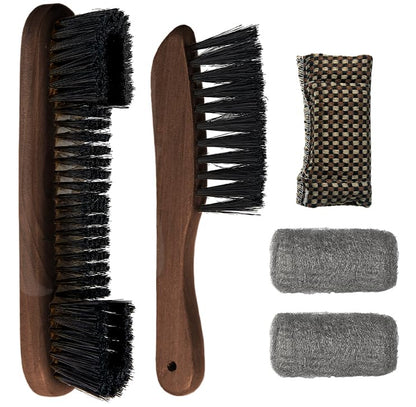 LAKINGO Pool Table Brush Set for Felt, 5 Kit Billiard Table and Rail Cleaning Accessories with 2 Wood Brush, 2 Ferrule Polish Cloths, Cue Shaft Cleaner Cloth - color: 5 Kit - Walnut