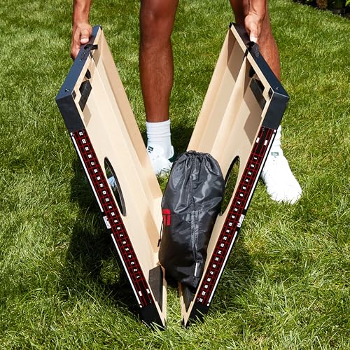 ESPN Solid Wood Cornhole Board Set, Includes Bean Bags and Travel Case, Ideal for Outdoor Games - style: 2x4