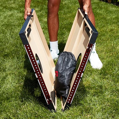 ESPN Solid Wood Cornhole Board Set, Includes Bean Bags and Travel Case, Ideal for Outdoor Games - style: 2x4
