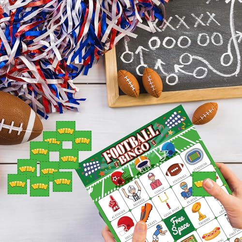 Football Games for Kids,Football Bingo Cards,24 Players Football Birthday Party Decorations Favors Supplies for Family Night Group Activities