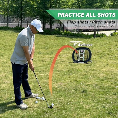 SENSECLUB Foldable Chipping Net & Floating Green, Indoor Golf Practice Chipping Target, Backyard Golf Game & Gifts - style: Square Net +Mat +Balls