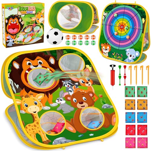 Animal Bean Bag Toss Game Toy Outdoor Toss Game, Family Party Party Supplies for Kids, Gift for Boys Birthday or Christmas for Toddlers Ages 3 4 5 6 Year Old - color: Animal