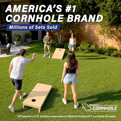 GoSports Solid Wood Premium Cornhole Sets - Choose 4 x 2 ft or 3 x 2 ft - Game Boards Include Set of 8 Cornhole Toss Bags - style: Regulation Size (4ft x 2ft)
