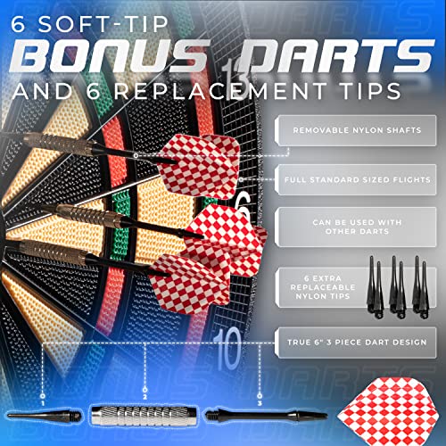 Franklin Sports Electronic Dart Board Sets - Soft Tip Electric Dartboard with Digital Scoreboard - (6) Darts Included - style: Tournament Electronic Dartboard – 177 Games