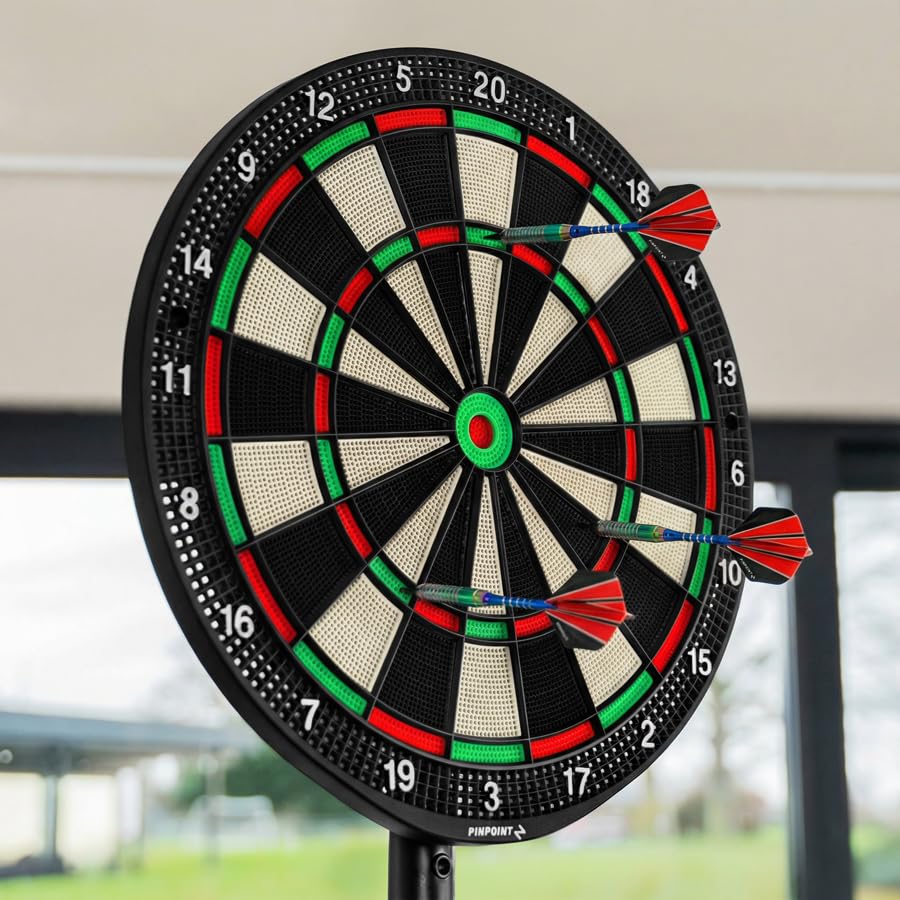 PINPOINT Soft Tip Dartboard | for Home Use with 6 Soft Tip Darts - Lightweight ABS Plastic Board - Optional Premium Soft Tip Darts - style: Premium Soft Tip Darts
